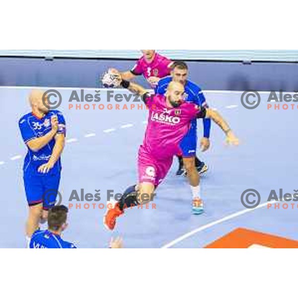 Celje’s Igor Anic (39) in action during EHF Champions League match between Celje PL (Slovenia) and Meshkov Brest (Belarus) in Zlatorog Hall, Celje on October 14th, 2017 
