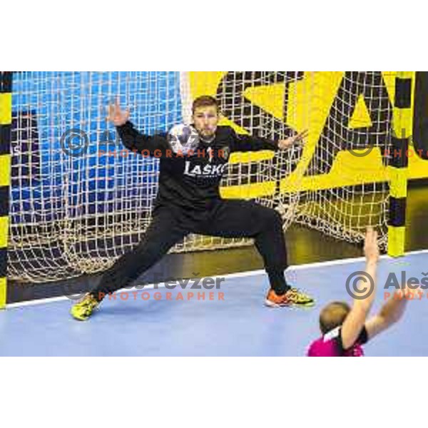Celje’s Urban Lesjak (1) in action during EHF Champions League match between Celje PL (Slovenia) and Meshkov Brest (Belarus) in Zlatorog Hall, Celje on October 14, 2017