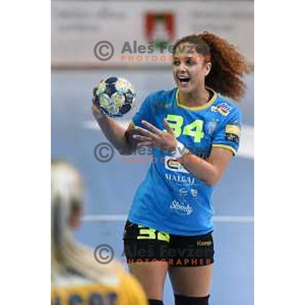 Lamprini Tsakalau of Krim in action during EHF Womens champions league match between Krim Mercator and Nykobing in Ljubljana, Slovenia on October 14, 2017