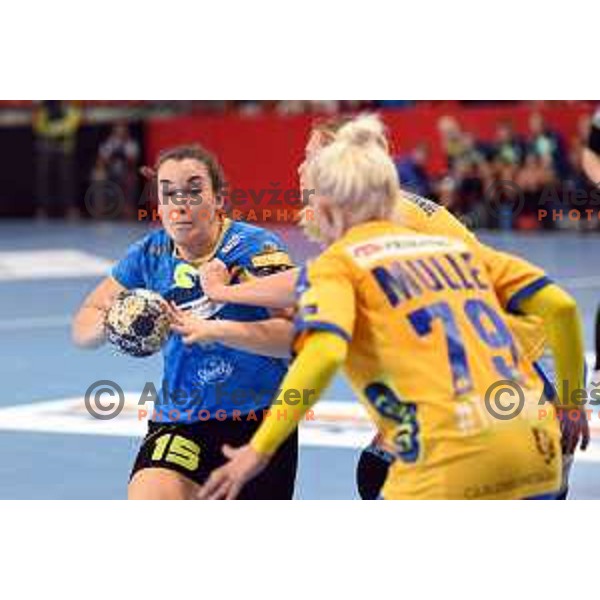 Krim in action during EHF Womens champions league match between Krim Mercator and Nykobing in Ljubljana, Slovenia on October 14, 2017