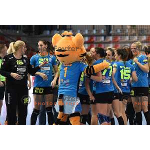 Krim in action during EHF Womens champions league match between Krim Mercator and Nykobing in Ljubljana, Slovenia on October 14, 2017