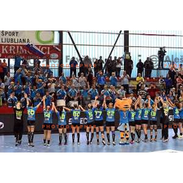 Krim in action during EHF Womens champions league match between Krim Mercator and Nykobing in Ljubljana, Slovenia on October 14, 2017
