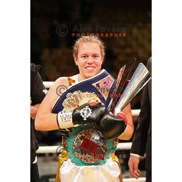 Ema Kozin of Slovenia defended WBC and WBE female World Pro Box Title during Fight night in Tivoli Hall, Ljubljana, Slovenia on October 14, 2017