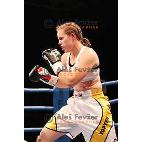 Ema Kozin of Slovenia defended WBC and WBE female World Pro Box Title during Fight night in Tivoli Hall, Ljubljana, Slovenia on October 14, 2017