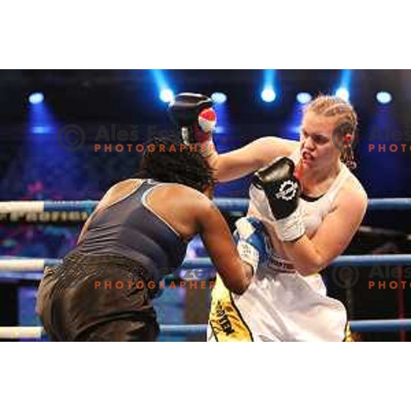 Ema Kozin of Slovenia defended WBC and WBE female World Pro Box Title during Fight night in Tivoli Hall, Ljubljana, Slovenia on October 14, 2017