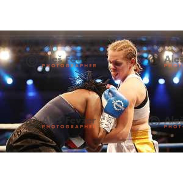 Ema Kozin of Slovenia defended WBC and WBE female World Pro Box Title during Fight night in Tivoli Hall, Ljubljana, Slovenia on October 14, 2017