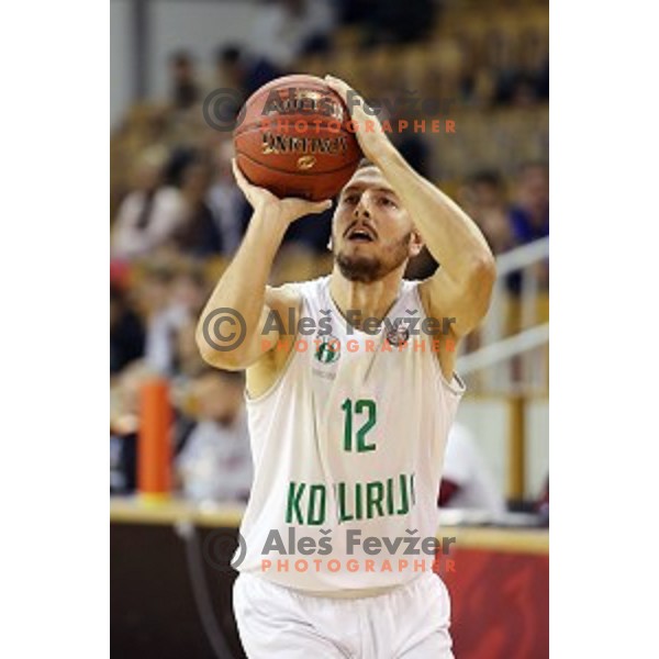 Tiso Cvetkovic of Ilirija in action during Nova KBM league basketball match between Ilirija and Rogaska in Tivoli Hall, Ljubljana, Slovenia on October 14, 2017