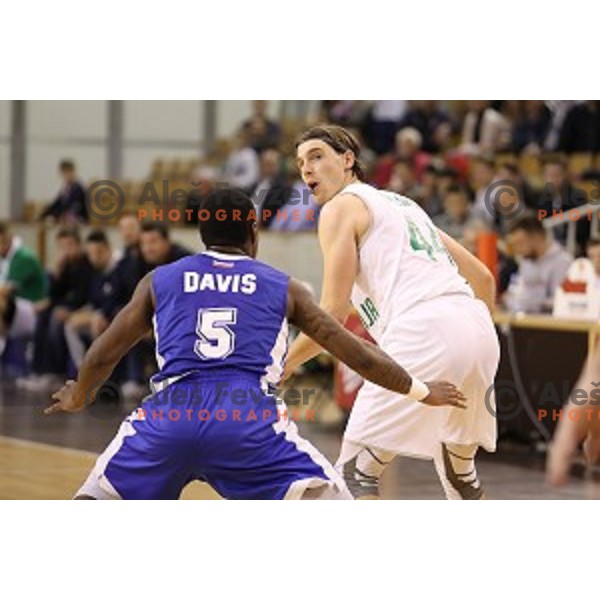 Luka Voncina of Ilirija in action during Nova KBM league basketball match between Ilirija and Rogaska in Tivoli Hall, Ljubljana, Slovenia on October 14, 2017