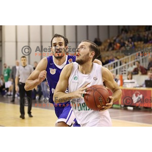 Tiso Cvetkovic of Ilirija in action during Nova KBM league basketball match between Ilirija and Rogaska in Tivoli Hall, Ljubljana, Slovenia on October 14, 2017
