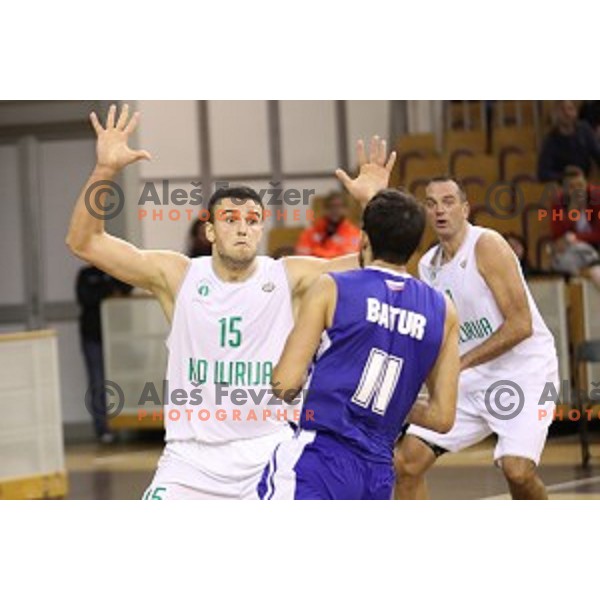 of Ilirija in action during Nova KBM league basketball match between Ilirija and Rogaska in Tivoli Hall, Ljubljana, Slovenia on October 14, 2017
