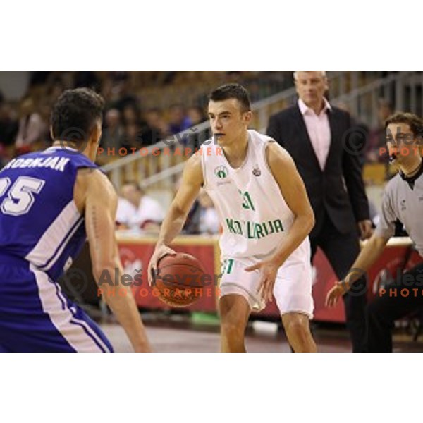 Zan Mark Sisko of Ilirija in action during Nova KBM league basketball match between Ilirija and Rogaska in Tivoli Hall, Ljubljana, Slovenia on October 14, 2017