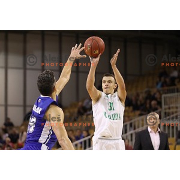 Zan Mark Sisko of Ilirija in action during Nova KBM league basketball match between Ilirija and Rogaska in Tivoli Hall, Ljubljana, Slovenia on October 14, 2017
