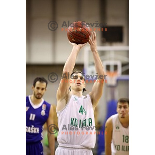 Luka Voncina of Ilirija in action during Nova KBM league basketball match between Ilirija and Rogaska in Tivoli Hall, Ljubljana, Slovenia on October 14, 2017