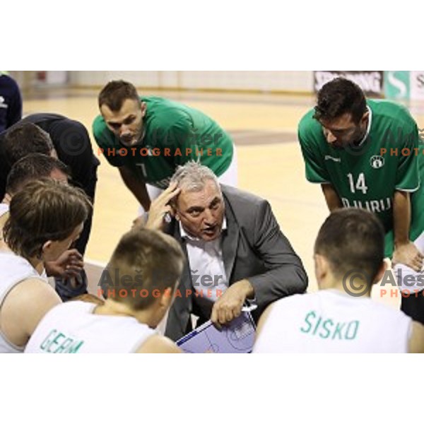 Sasa Doncic, head coach of Ilirija in action during Nova KBM league basketball match between Ilirija and Rogaska in Tivoli Hall, Ljubljana, Slovenia on October 14, 2017