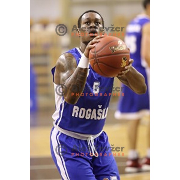 Rashun Davis of Rogaska in action during Nova KBM league basketball match between Ilirija and Rogaska in Tivoli Hall, Ljubljana, Slovenia on October 14, 2017