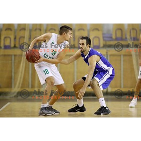 of Ilirija and Ivan Batur of Rogaska in action during Nova KBM league basketball match between Ilirija and Rogaska in Tivoli Hall, Ljubljana, Slovenia on October 14, 2017