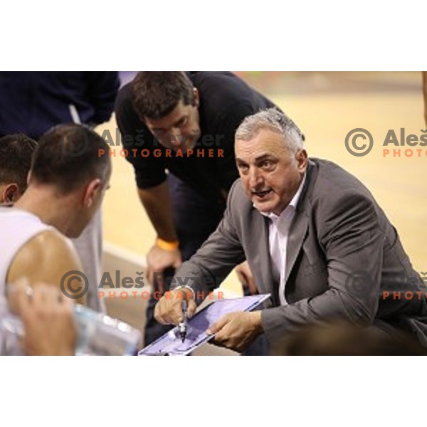 Sasa Doncic, head coach of Ilirija in action during Nova KBM league basketball match between Ilirija and Rogaska in Tivoli Hall, Ljubljana, Slovenia on October 14, 2017