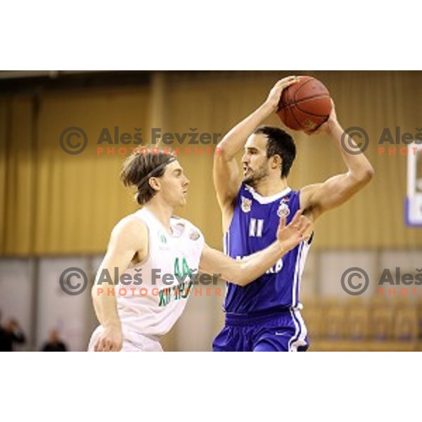 Ivan Batur of Rogaska in action during Nova KBM league basketball match between Ilirija and Rogaska in Tivoli Hall, Ljubljana, Slovenia on October 14, 2017