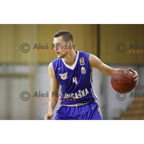 Zan Kosic of Rogaska in action during Nova KBM league basketball match between Ilirija and Rogaska in Tivoli Hall, Ljubljana, Slovenia on October 14, 2017