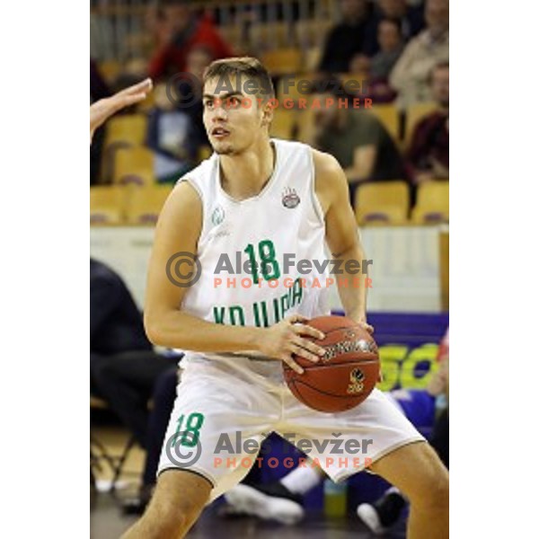 Anze Germ of Ilirija in action during Nova KBM league basketball match between Ilirija and Rogaska in Tivoli Hall, Ljubljana, Slovenia on October 14, 2017