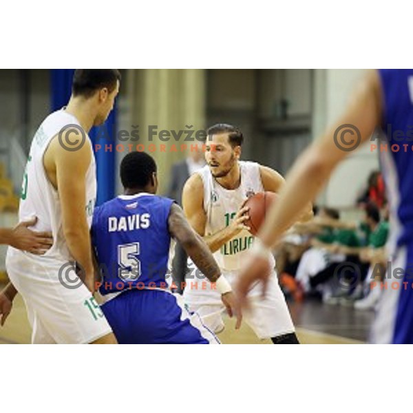 Tiso Cvetkovic of Ilirija in action during Nova KBM league basketball match between Ilirija and Rogaska in Tivoli Hall, Ljubljana, Slovenia on October 14, 2017
