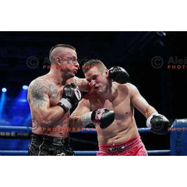 Miran Fabjan and Aleks Stankov during CFC K1 fight in Tivoli Hall, Ljubljana, Slovenia on October 14, 2017