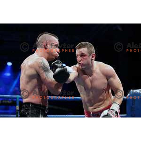 Miran Fabjan and Aleks Stankov during CFC K1 fight in Tivoli Hall, Ljubljana, Slovenia on October 14, 2017