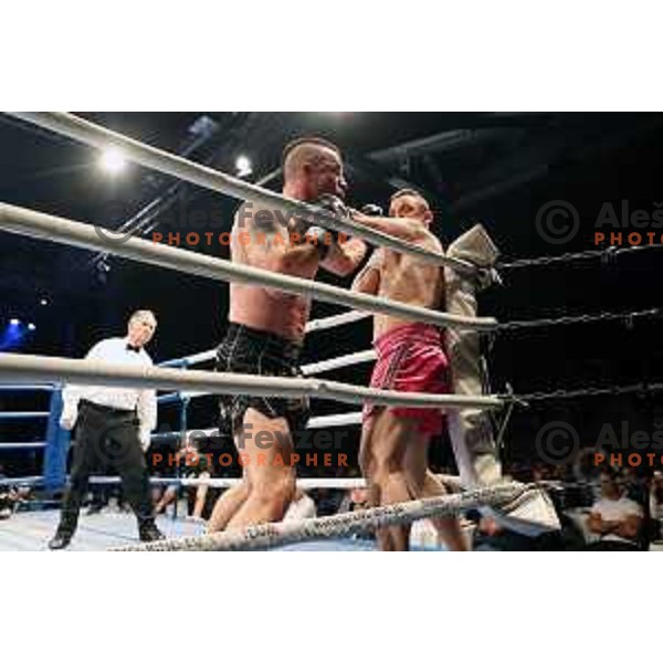 Miran Fabjan and Aleks Stankov during CFC K1 fight in Tivoli Hall, Ljubljana, Slovenia on October 14, 2017