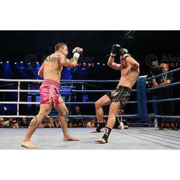 Miran Fabjan and Aleks Stankov during CFC K1 fight in Tivoli Hall, Ljubljana, Slovenia on October 14, 2017