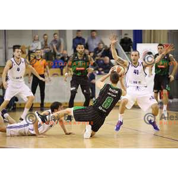 Roko Badzim of Petrol Olimpija in action during ABA league basketball match between Petrol Olimpija and Mornar Bar in Tivoli Hall, Ljubljana on October 21, 2017