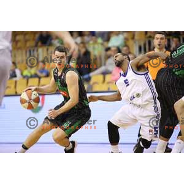 Jan Span of Petrol Olimpija in action during ABA league basketball match between Petrol Olimpija and Mornar Bar in Tivoli Hall, Ljubljana on October 21, 2017