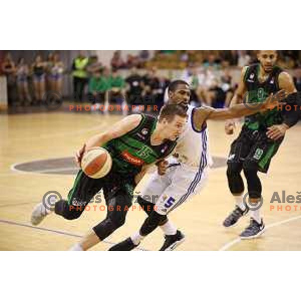 Gregor Hrovat of Petrol Olimpija in action during ABA league basketball match between Petrol Olimpija and Mornar Bar in Tivoli Hall, Ljubljana on October 21, 2017