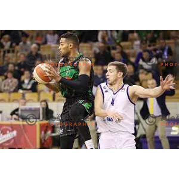 of Petrol Olimpija in action during ABA league basketball match between Petrol Olimpija and Mornar Bar in Tivoli Hall, Ljubljana on October 21, 2017