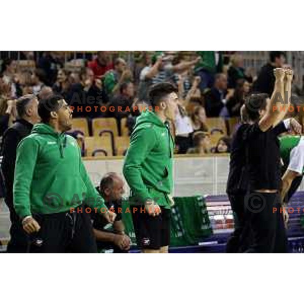 Talor Battle and Jan Barbaric of Petrol Olimpija in action during ABA league basketball match between Petrol Olimpija and Mornar Bar in Tivoli Hall, Ljubljana on October 21, 2017