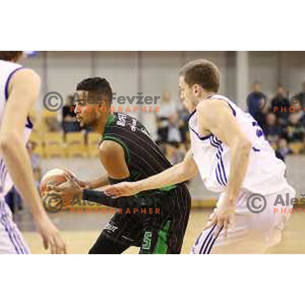 of Petrol Olimpija in action during ABA league basketball match between Petrol Olimpija and Mornar Bar in Tivoli Hall, Ljubljana on October 21, 2017