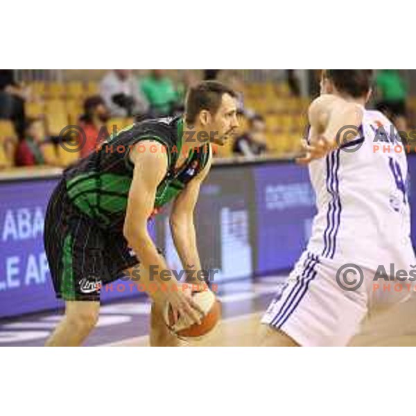 Domen Lorbek of Petrol Olimpija in action during ABA league basketball match between Petrol Olimpija and Mornar Bar in Tivoli Hall, Ljubljana on October 21, 2017