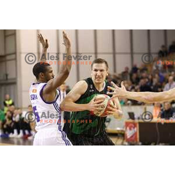 Gregor Hrovat of Petrol Olimpija in action during ABA league basketball match between Petrol Olimpija and Mornar Bar in Tivoli Hall, Ljubljana on October 21, 2017