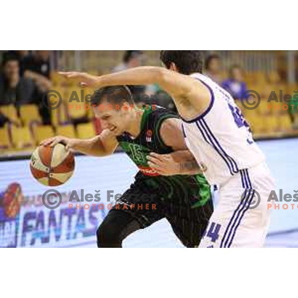 Gregor Hrovat of Petrol Olimpija in action during ABA league basketball match between Petrol Olimpija and Mornar Bar in Tivoli Hall, Ljubljana on October 21, 2017