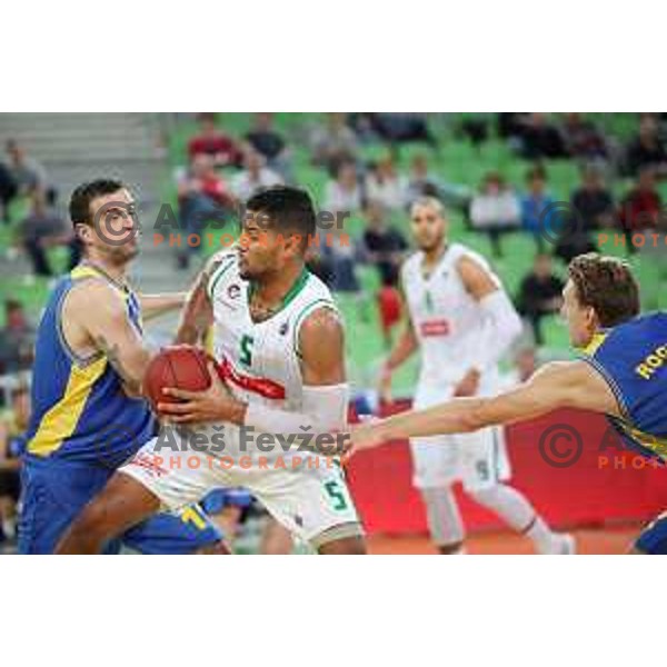 action during Nova KBM league basketball match between Petrol Olimpija and Hopsi Polzela in Stozice, Ljubljana, Slovenia on October 23,2017