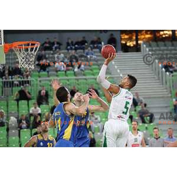 action during Nova KBM league basketball match between Petrol Olimpija and Hopsi Polzela in Stozice, Ljubljana, Slovenia on October 23,2017