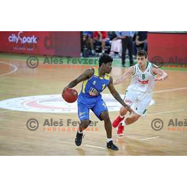 action during Nova KBM league basketball match between Petrol Olimpija and Hopsi Polzela in Stozice, Ljubljana, Slovenia on October 23,2017