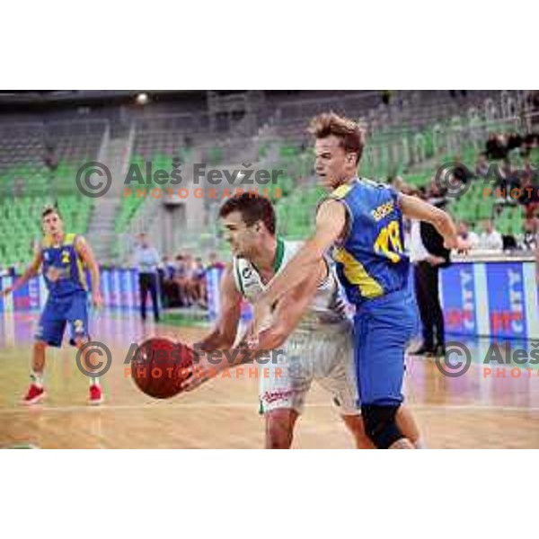 action during Nova KBM league basketball match between Petrol Olimpija and Hopsi Polzela in Stozice, Ljubljana, Slovenia on October 23,2017