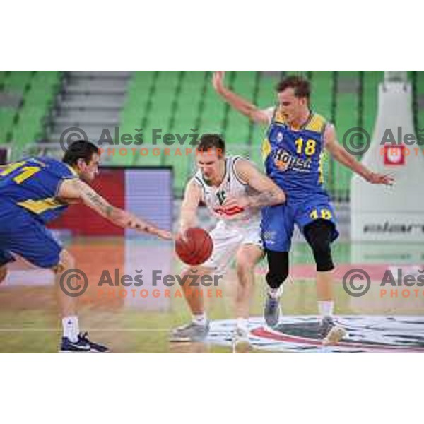 action during Nova KBM league basketball match between Petrol Olimpija and Hopsi Polzela in Stozice, Ljubljana, Slovenia on October 23,2017