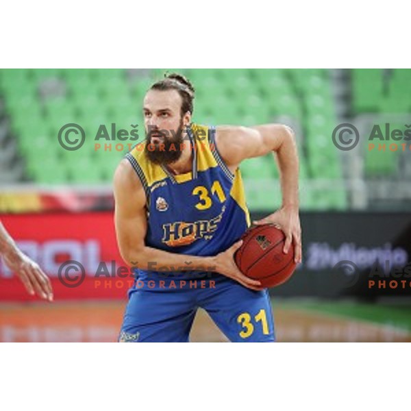 action during Nova KBM league basketball match between Petrol Olimpija and Hopsi Polzela in Stozice, Ljubljana, Slovenia on October 23,2017