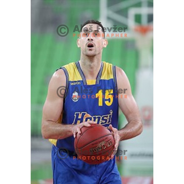 action during Nova KBM league basketball match between Petrol Olimpija and Hopsi Polzela in Stozice, Ljubljana, Slovenia on October 23,2017