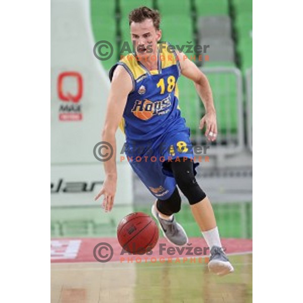 action during Nova KBM league basketball match between Petrol Olimpija and Hopsi Polzela in Stozice, Ljubljana, Slovenia on October 23,2017