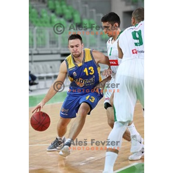action during Nova KBM league basketball match between Petrol Olimpija and Hopsi Polzela in Stozice, Ljubljana, Slovenia on October 23,2017