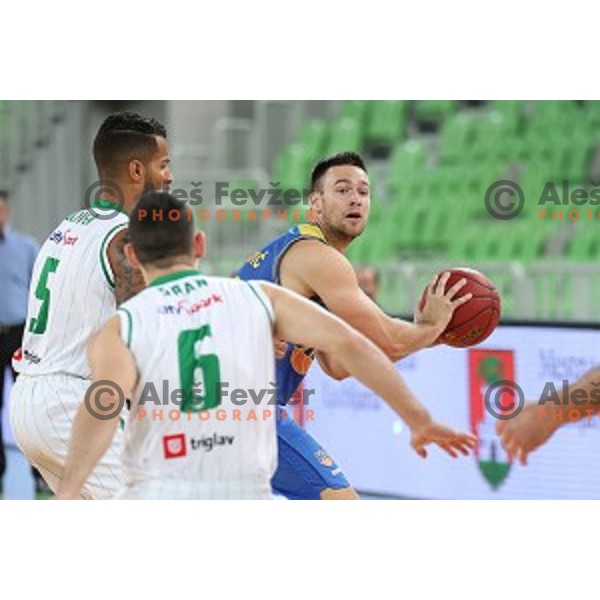 action during Nova KBM league basketball match between Petrol Olimpija and Hopsi Polzela in Stozice, Ljubljana, Slovenia on October 23,2017