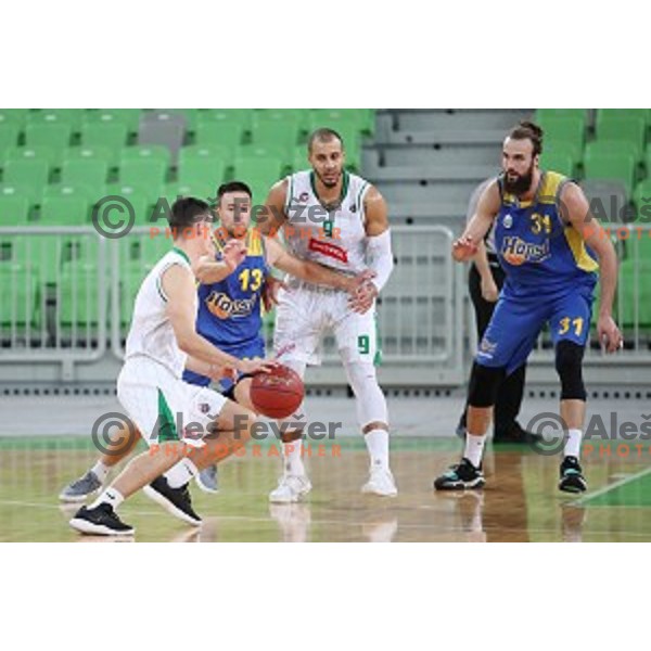 action during Nova KBM league basketball match between Petrol Olimpija and Hopsi Polzela in Stozice, Ljubljana, Slovenia on October 23,2017