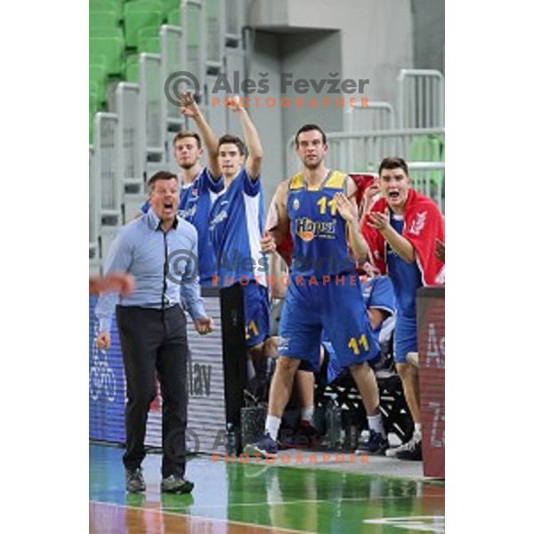action during Nova KBM league basketball match between Petrol Olimpija and Hopsi Polzela in Stozice, Ljubljana, Slovenia on October 23,2017